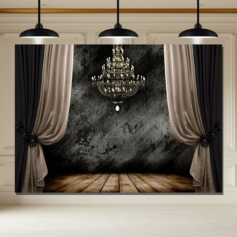 Layoris Spooky Black Wall Curtain Chandelier Halloween Backdrop