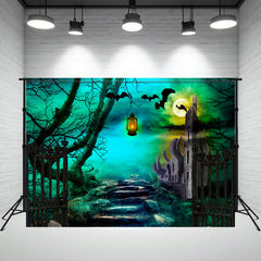 Layoris Spooky Green Sky With Bats Halloween Backdrop
