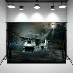 Layoris Scary Night Dilapidated House Halloween Backdrop