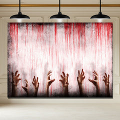 Layoris Scary Hand Bloody Wall Halloween Backdrop