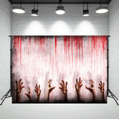 Layoris Scary Hand Bloody Wall Halloween Backdrop