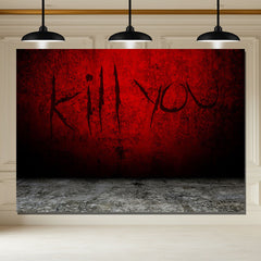 Layoris Kill You Red Wall Halloween Backdrop