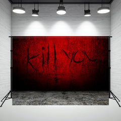 Layoris Kill You Red Wall Halloween Backdrop