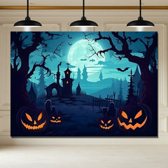 Layoris Scary Pumpkin Moon Night Halloween Backdrop