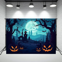 Layoris Scary Pumpkin Moon Night Halloween Backdrop