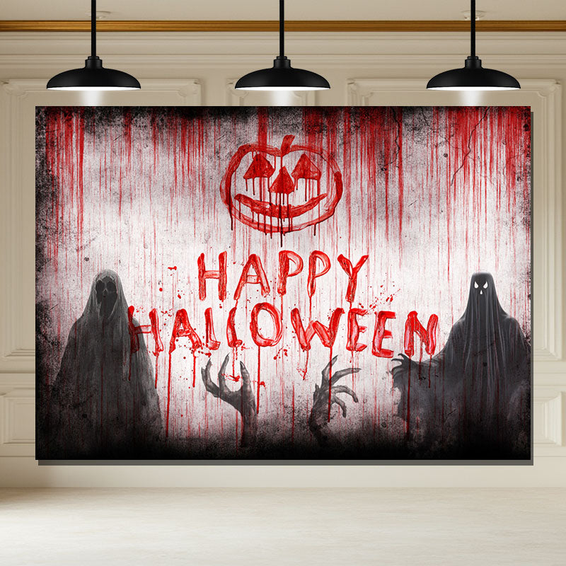 Layoris Ghost Bloody Graffiti Happy Halloween Backdrop