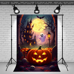 Layoris Evil Pumpkin Ghost Castle Halloween Party Backdrop
