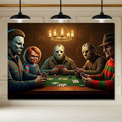 Layoris Scary Ghost Playing Poker Halloween Backdrop