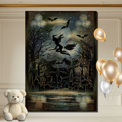 Layoris Plum Blossom Witch Spooky Halloween Backdrop