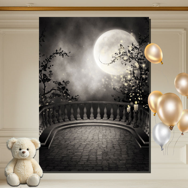 Layoris Giant Moon Terrace Night Halloween Backdrop