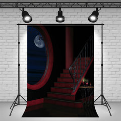 Layoris Spooky Red Staircase Window Halloween Backdrop