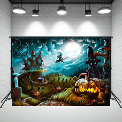 Layoris Spooky Pumpkin Witch Halloween Party Backdrop