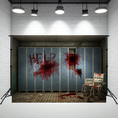 Layoris Horrible Morgue Bloody Help Halloween Backdrop