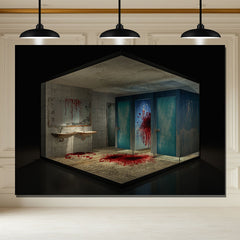 Layoris Scary Bloody Bathroom Halloween Backdrop