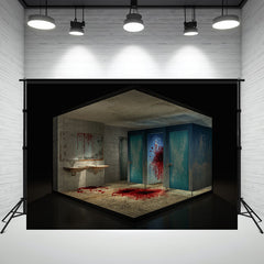 Layoris Scary Bloody Bathroom Halloween Backdrop