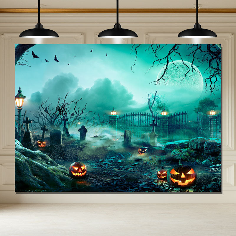 Layoris Spooky Pumpkin Lantern Moon Halloween Backdrop