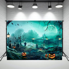 Layoris Spooky Pumpkin Lantern Moon Halloween Backdrop