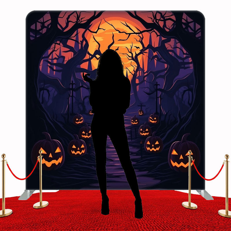 Dead Tree Pumpkin Halloween Double Sided Backdrop - Layoris