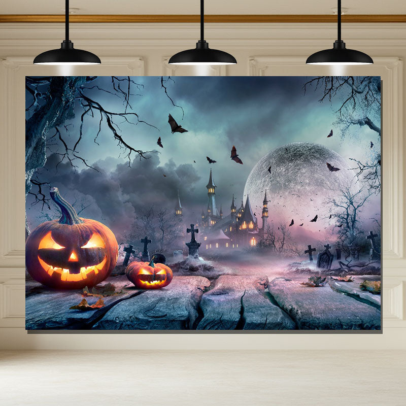 Layoris Pumpkin Lantern Wood Board Halloween Party Backdrop