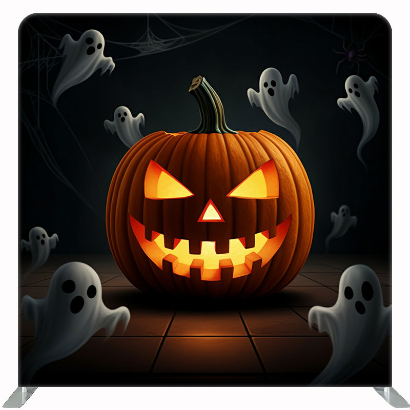 Giant Pumpkin Lantern Ghost Double Sided Backdrop - Layoris