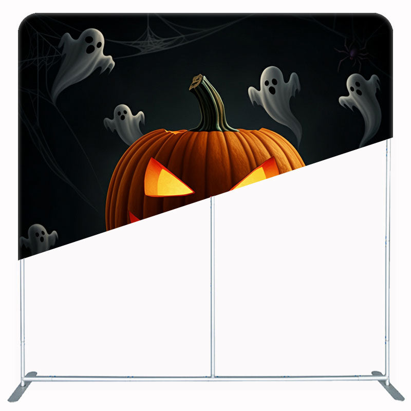 Giant Pumpkin Lantern Ghost Double Sided Backdrop - Layoris