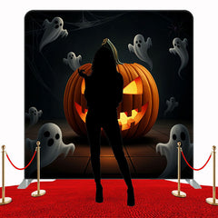 Giant Pumpkin Lantern Ghost Double Sided Backdrop - Layoris