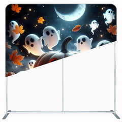 Cute Pumpkin Ghost Halloween Double Sided Backdrop - Layoris