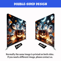 Cute Pumpkin Ghost Halloween Double Sided Backdrop - Layoris