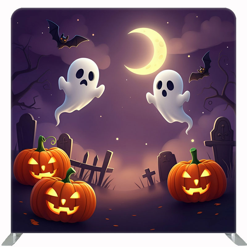 Pumpkin Ghost Halloween Square Double Sided Backdrop - Layoris