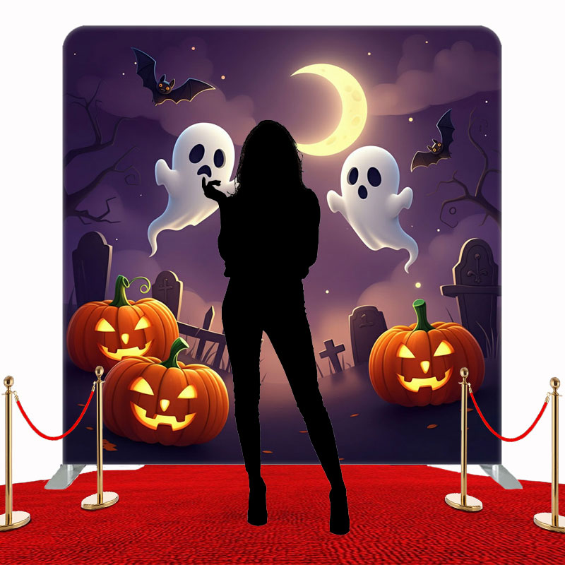 Pumpkin Ghost Halloween Square Double Sided Backdrop - Layoris