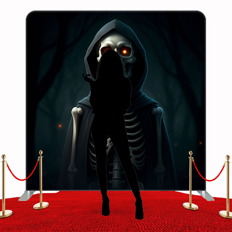 Red Eyed Skull Halloween Square Ouble Sided Backdrop - Layoris