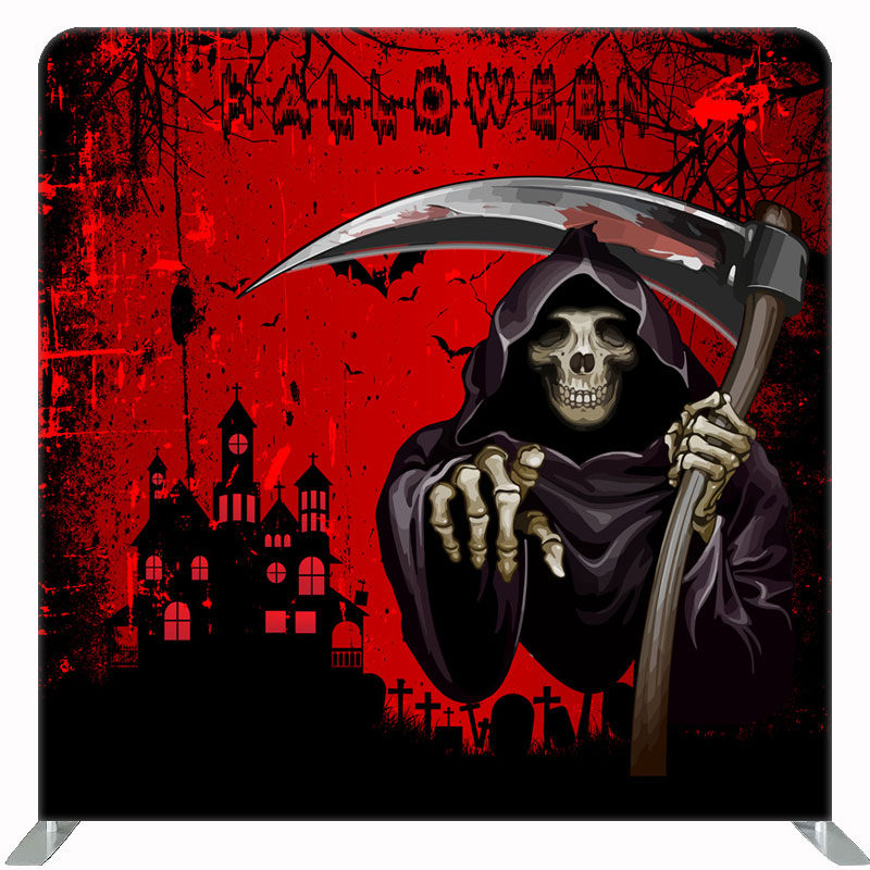 Grim Reaper Horror Red Halloween Double Sided Backdrop - Layoris
