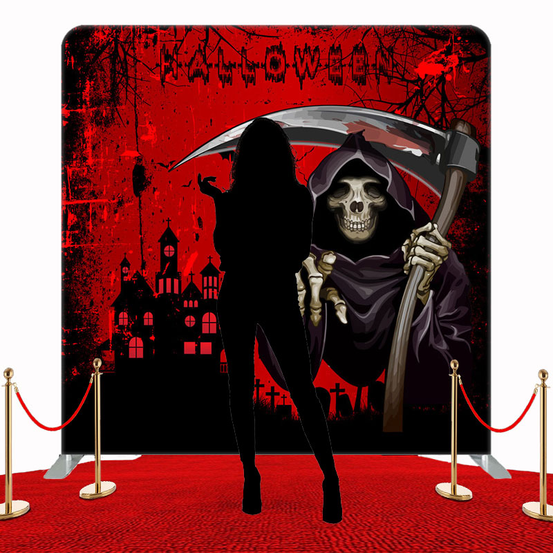 Grim Reaper Horror Red Halloween Double Sided Backdrop - Layoris