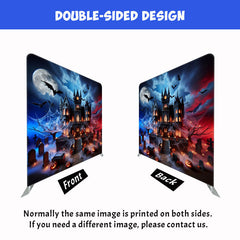 Foggy Castle Halloween Square Double Sided Backdrop - Layoris