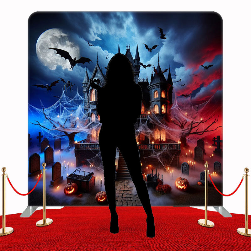 Foggy Castle Halloween Square Double Sided Backdrop - Layoris