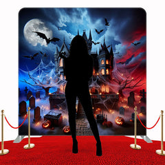 Foggy Castle Halloween Square Double Sided Backdrop - Layoris