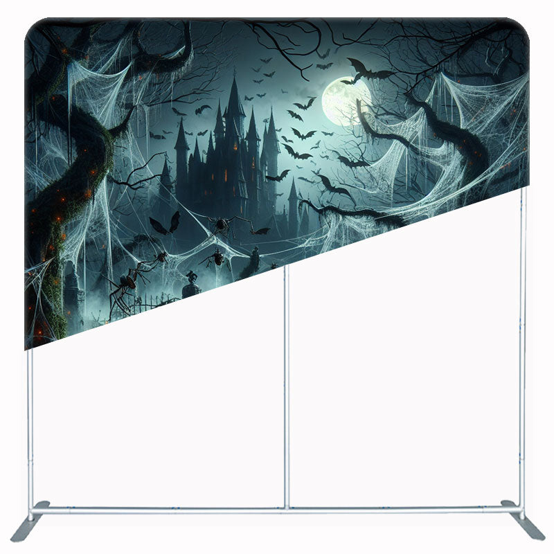 Spiderweb Pumpkin Square Double Sided Halloween Backdrop - Layoris