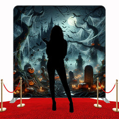 Spiderweb Pumpkin Square Double Sided Halloween Backdrop - Layoris