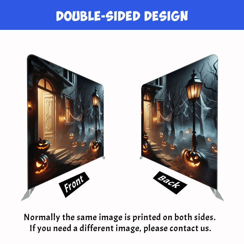 Pumpkin House Square Double Sided Halloween Backdrop - Layoris