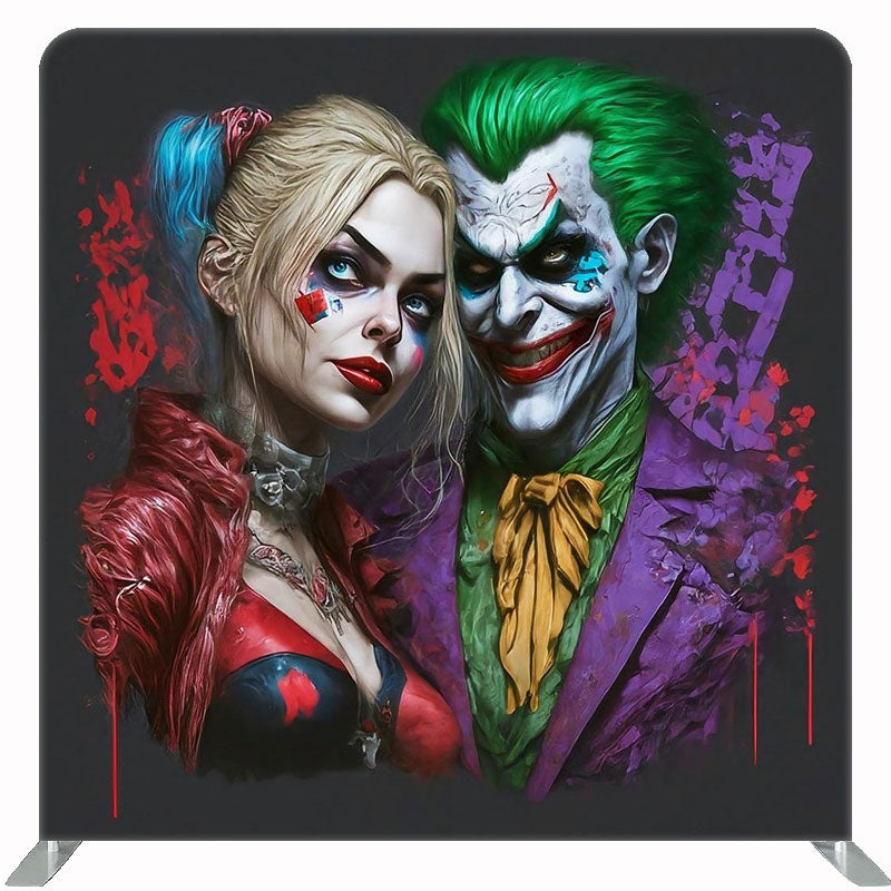 Clown Couple Square Double Sided Halloween Backdrop - Layoris