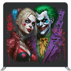 Clown Couple Square Double Sided Halloween Backdrop - Layoris
