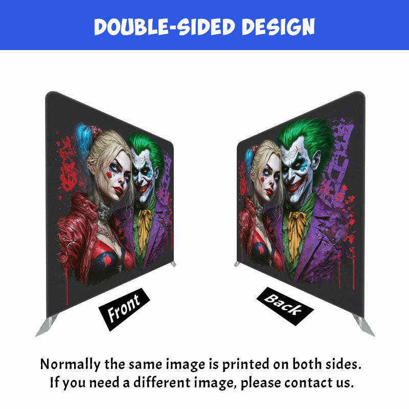 Clown Couple Square Double Sided Halloween Backdrop - Layoris