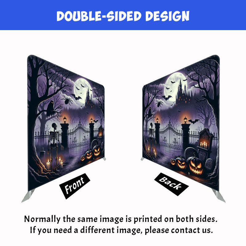 Iron Gate Skull Square Double Sided Halloween Backdrop - Layoris