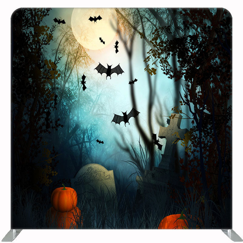Graveyard Bat Square Double Sided Halloween Backdrop - Layoris