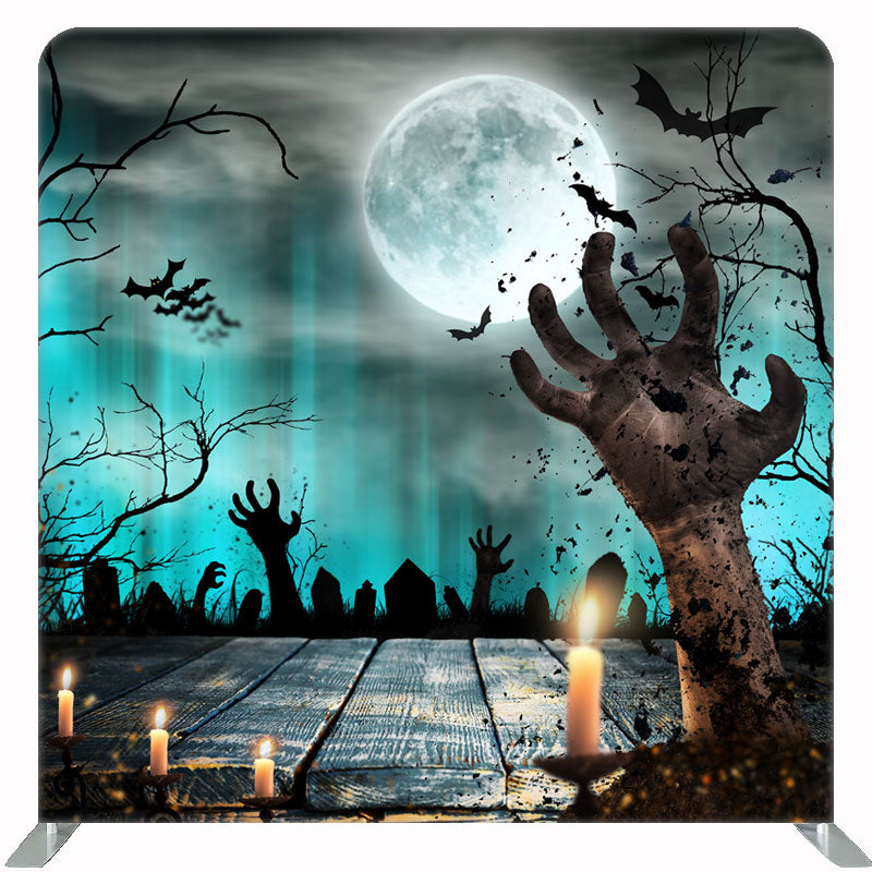Ghost Hand Moon Square Double Sided Halloween Backdrop - Layoris