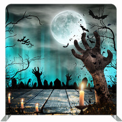 Ghost Hand Moon Square Double Sided Halloween Backdrop - Layoris