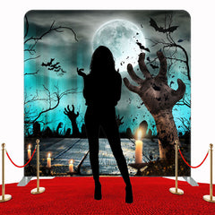 Ghost Hand Moon Square Double Sided Halloween Backdrop - Layoris