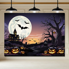Layoris Giant Moon Evil Pumpkin Halloween Backdrop