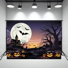 Layoris Giant Moon Evil Pumpkin Halloween Backdrop