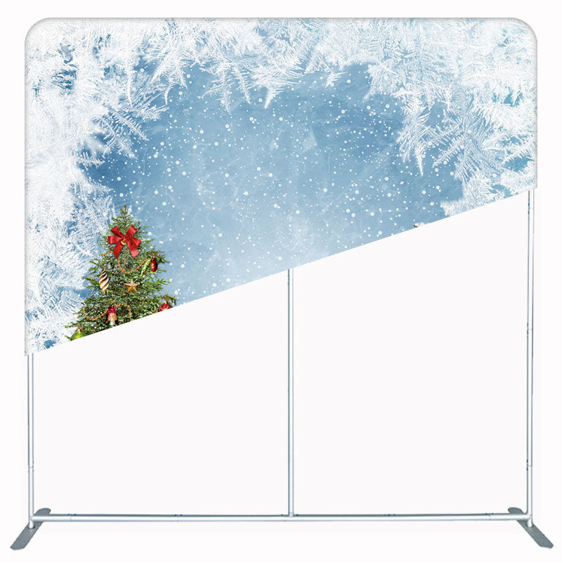 Snowy Christmas Tree Square Double Sided Backdrop - Layoris